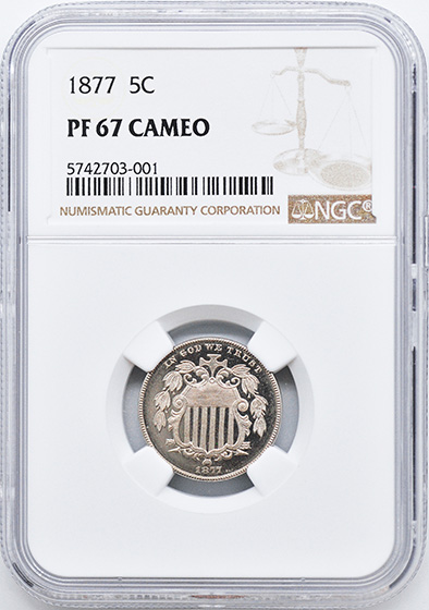 Picture of 1877 SHIELD 5C PR67 Cameo
