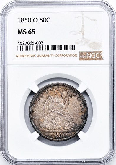 Picture of 1850-O LIBERTY SEATED 50C, NO MOTTO MS65 