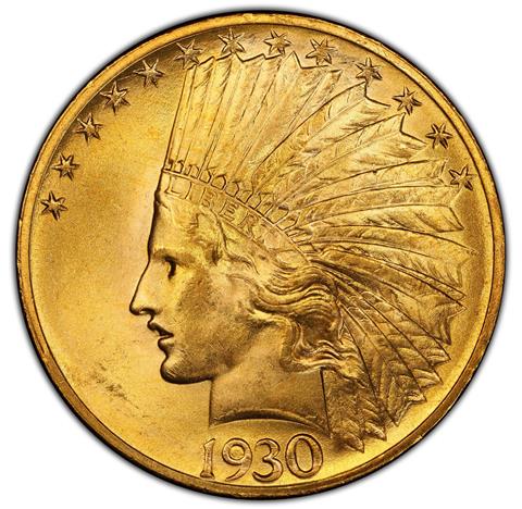 1930-S INDIAN $10 MS65+