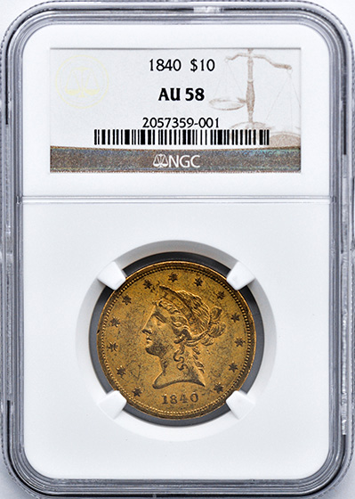 Picture of 1840 LIBERTY HEAD $10 AU58 