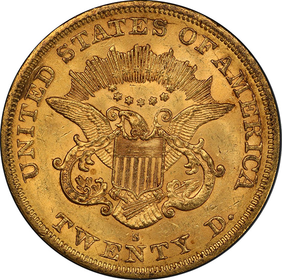 Picture of 1863-S LIBERTY HEAD $20 MS62 