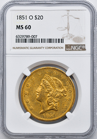 Picture of 1851-O LIBERTY HEAD $20 MS60 