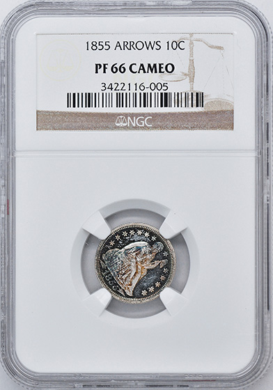 Picture of 1855 LIBERTY SEATED 10C, ARROWS PR66 Cameo