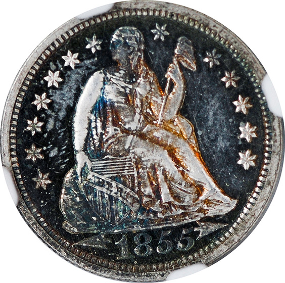 Picture of 1855 LIBERTY SEATED 10C, ARROWS PR66 Cameo