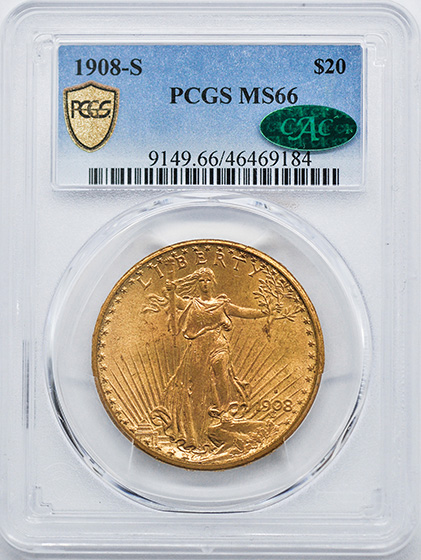 Picture of 1908-S ST. GAUDENS $20 MS66 