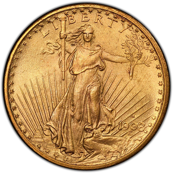 Picture of 1908-S ST. GAUDENS $20 MS66 