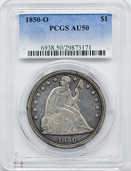 Picture of 1850-O LIBERTY SEATED S$1, NO MOTTO AU50 