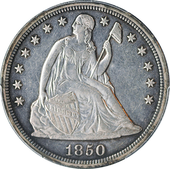 Picture of 1850-O LIBERTY SEATED S$1, NO MOTTO AU50 