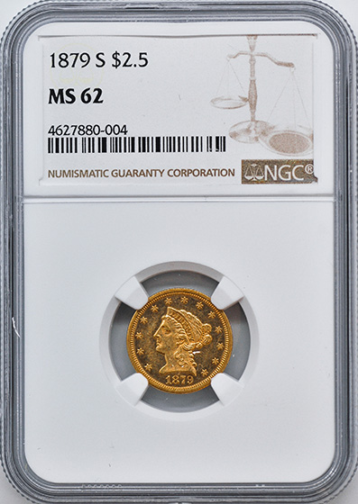 Picture of 1879-S LIBERTY HEAD $2.5 MS62 