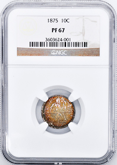 Picture of 1875 LIBERTY SEATED 10C PR67 
