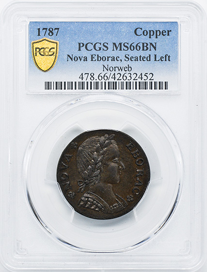 Picture of 1787 NOVA EBORAC STD LEFT COPPER MS66 Brown