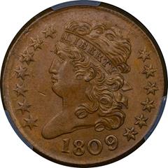 Picture of 1809/6 CLASSIC HEAD 1/2C, 9 OVER INVERTED 9 MS65 Brown
