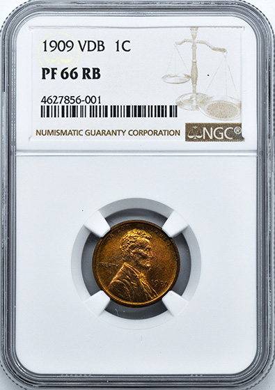 Picture of 1909 VDB LINCOLN MATTE 1C, VDB PR66 Red Brown