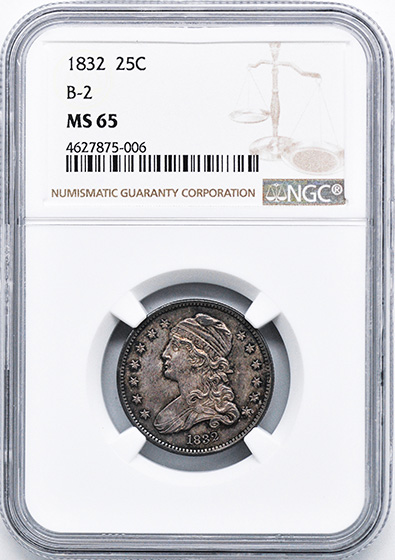 Picture of 1832 CAPPED BUST 25C MS65 