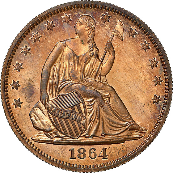 Picture of 1864 50C J-392 PR66+ Red Brown