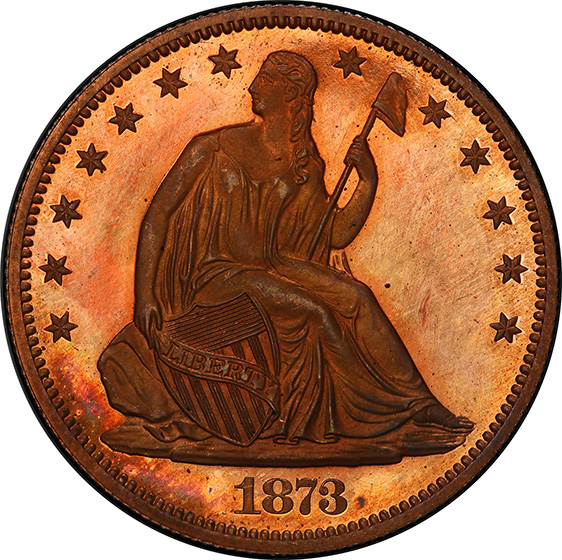Picture of 1873 SEATED 50C J-1272 PR66 Red