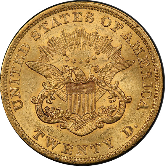 Picture of 1853 LIBERTY HEAD $20 MS62 