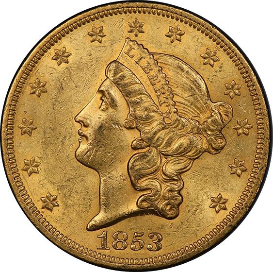 Picture of 1853 LIBERTY HEAD $20 MS62 