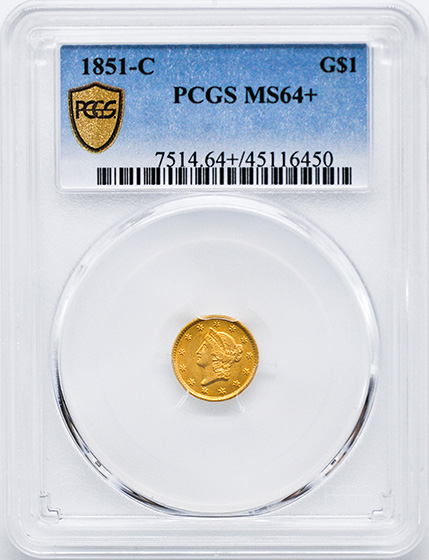 Picture of 1851-C GOLD G$1, TYPE 1 MS64+ 