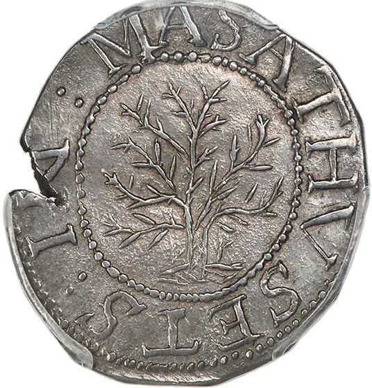 Picture of 1652 OAK TREE SHILLING, IN AT LEFT AU58 