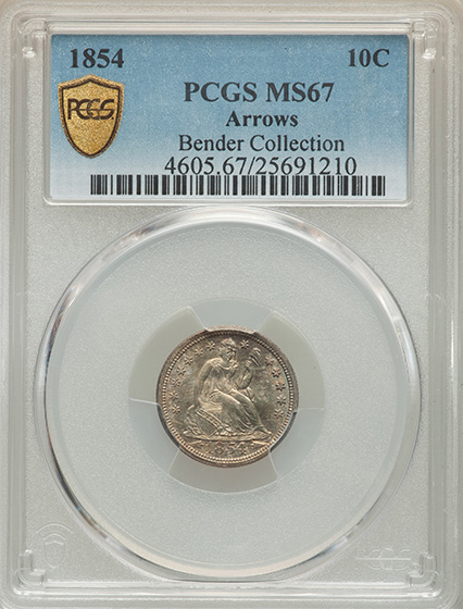 Picture of 1854 LIBERTY SEATED 10C, ARROWS MS67 