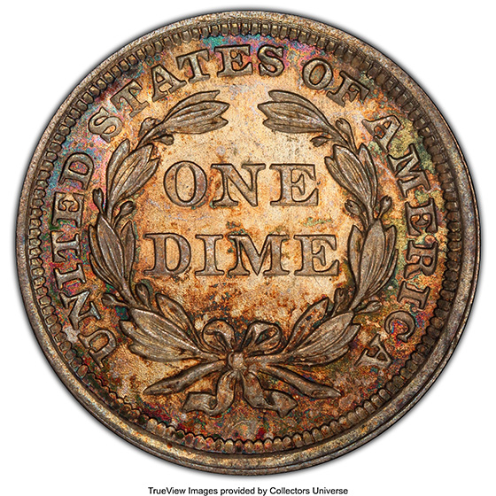 Picture of 1857 LIBERTY SEATED 10C MS66+ 