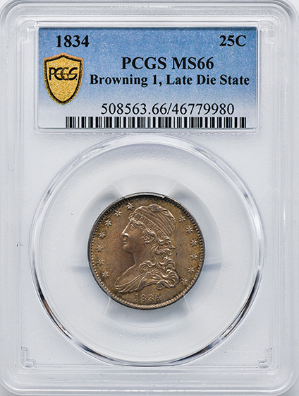 Picture of 1834 CAPPED BUST 25C MS66 