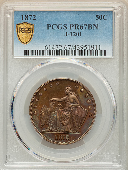 Picture of 1872 50C J-1201 PR67 Brown