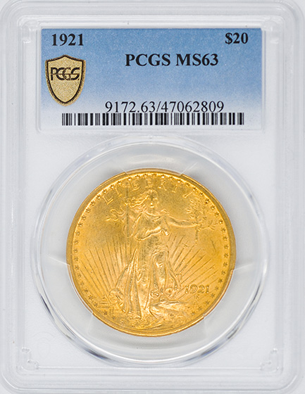 Picture of 1921 ST. GAUDENS $20 MS63 