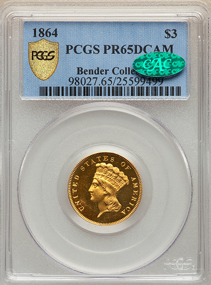 Picture of 1864 INDIAN PRINCESS $3 PR65 Deep Cameo