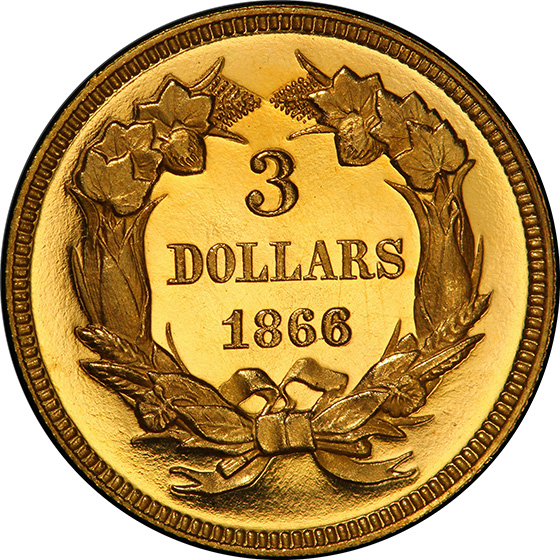 Picture of 1866 INDIAN PRINCESS $3 PR65+ Deep Cameo