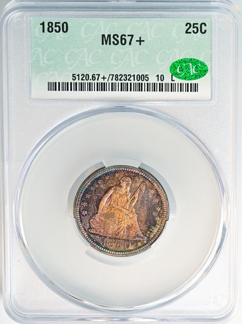 Picture of 1850 LIBERTY SEATED 25C, NO MOTTO MS67+ 