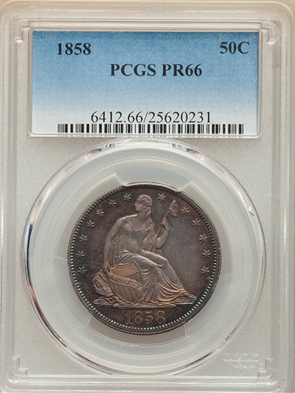 Picture of 1858 LIBERTY SEATED 50C PR66 