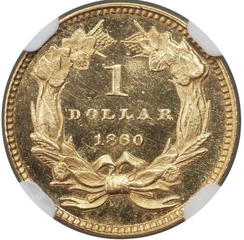1860 GOLD G$1 PR65 CAM