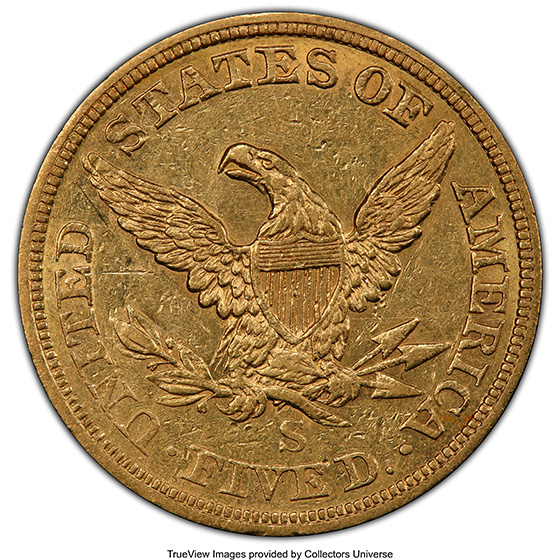 Picture of 1863-S LIBERTY $5 AU53 