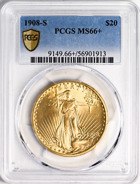 Picture of 1908-S ST. GAUDENS $20 MS66+ 
