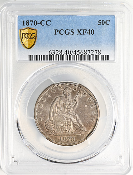 Picture of 1870-CC LIBERTY SEATED 50C, MOTTO XF40 