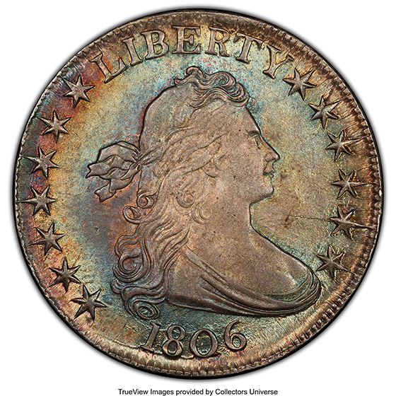 Picture of 1806 DRAPED BUST 50C, POINTED 6, NO STEM MS64 