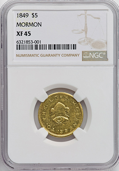 Picture of 1849 MORMON GOLD (UTAH) $5, MORMON AU45 