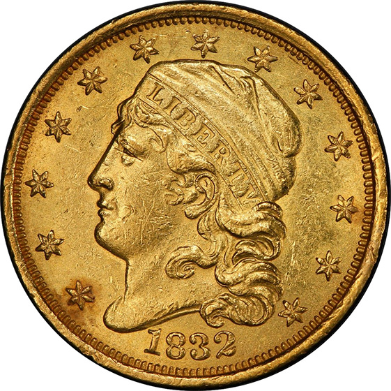 Picture of 1832 CAPPED BUST $2.5 AU58 