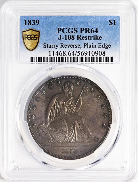 Picture of 1839 GOBRECHT S$1 J-108 RESTRIKE PR64 