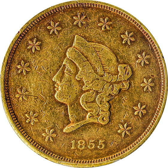 Picture of 1855 WASS, MOLITOR & CO. $50 GOLD, WASS, MOLITOR & CO. AU50 