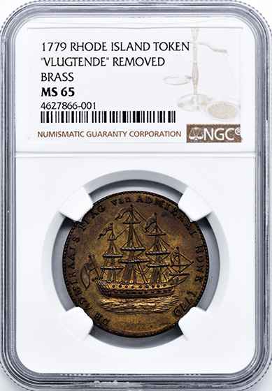 Picture of RI SHIP NO WREATH, BRASS TOKEN MS65 