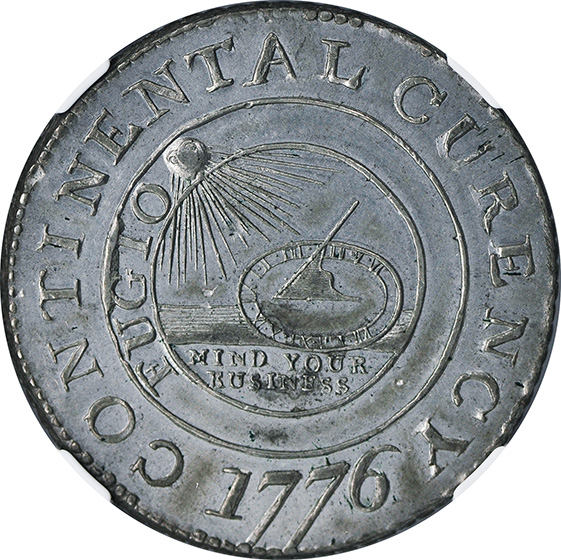 Picture of 1776 CONTINENTAL $1, CURENCY, PEWTER MS63 