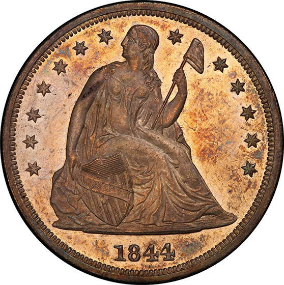 Picture of 1844 LIBERTY SEATED S$1, NO MOTTO MS63 