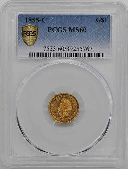 Picture of 1855-C GOLD G$1, TYPE 2 MS60 