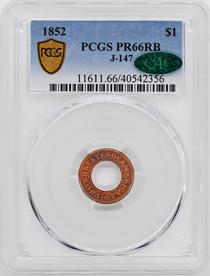 Picture of 1852 G$1 J-147 PR66 Red Brown