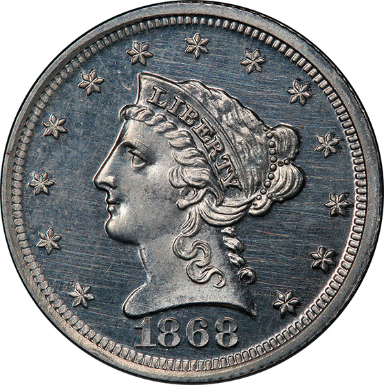 Picture of 1868 $2.5 ALUMINUM J-654 PR65 Cameo