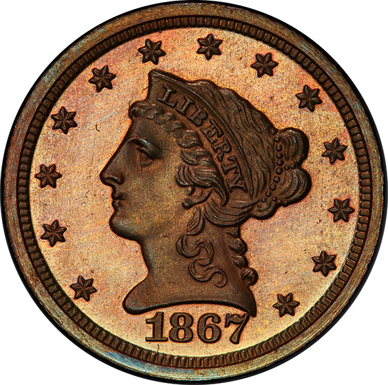 Picture of 1867 $2 1/2 J-595 PR66 Brown Picture of 1867 $2 1/2 J-595 PR66 Brown