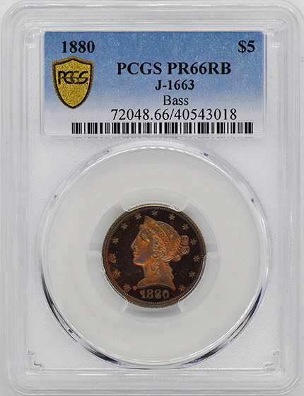 Picture of 1880 $5 J-1663 PR66 Red Brown